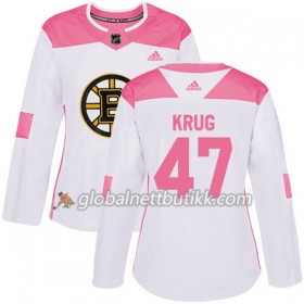 Boston Bruins Hockeydrakt Torey Krug 47 2017-2018 Hvit Rosa Fashion Adidas Authentic - Dame